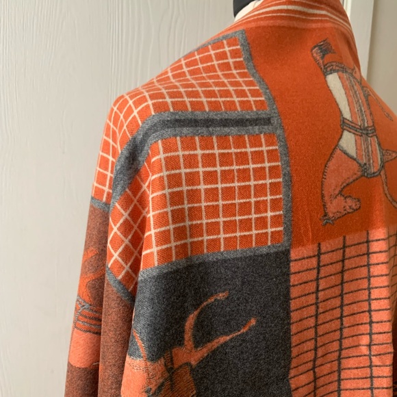 Reversible New Cashmere Western Horse Scarf Shawl Pashmina Wrap - Picture 9 of 16